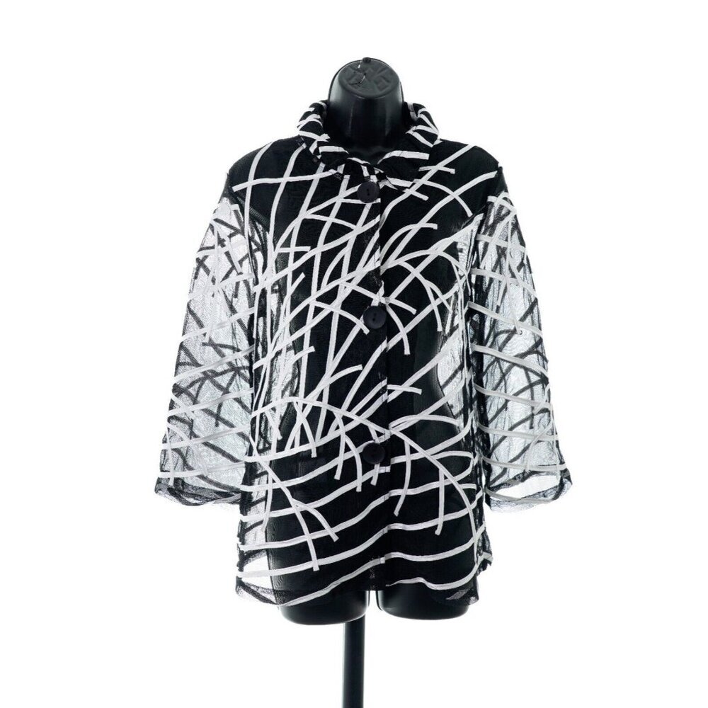 NWT Chicos Travelers Collection Novelty Strip Jacket Women's Chico Sz 0, US 4/6
